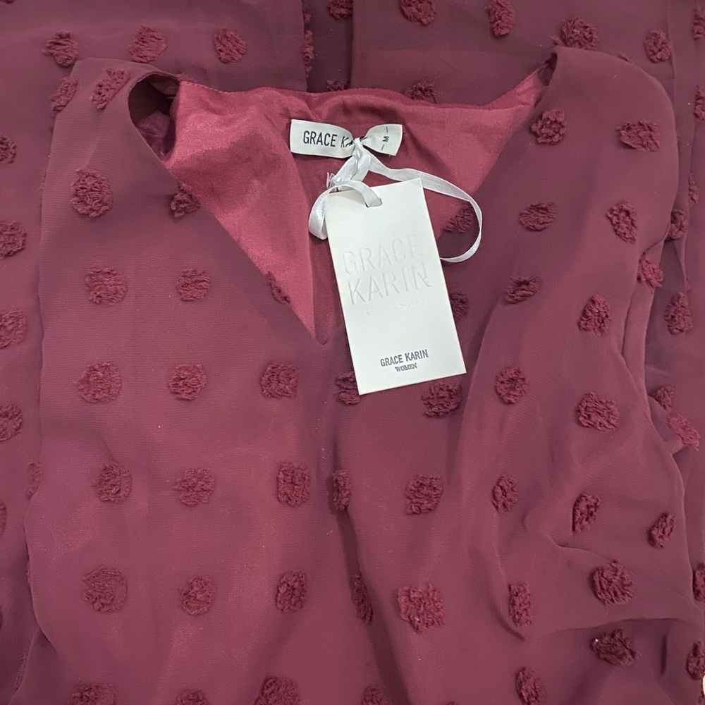 Grace Karin Knee Length Textured Dress W/ Quarter Sleeves